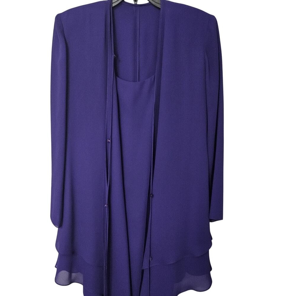 Lillie Rubin Purple Maxi Dress & Duster Cardigan Set Size 8 Formal Wedding Guest